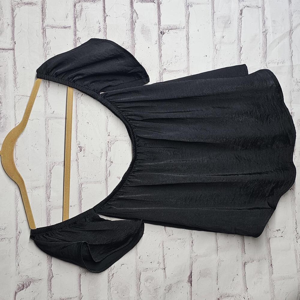American Eagle Off Shoulder Silky Black Top